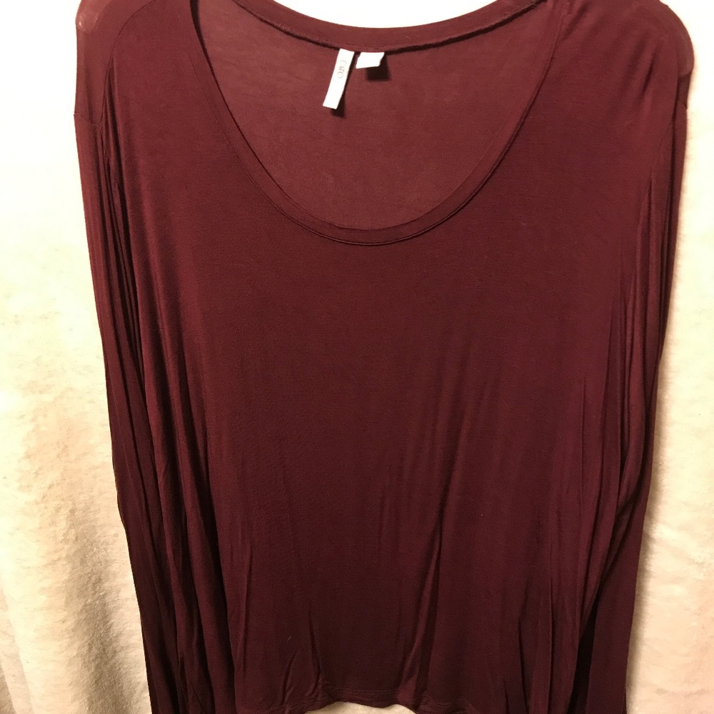 NWOT Cato Fashions Burgundy Hi-Lo Top Size 26W/28W